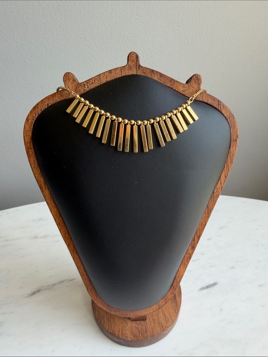 Napier Jewelry - Vintage Napier Gold Bar Fringe Necklace — Elegant , Unique